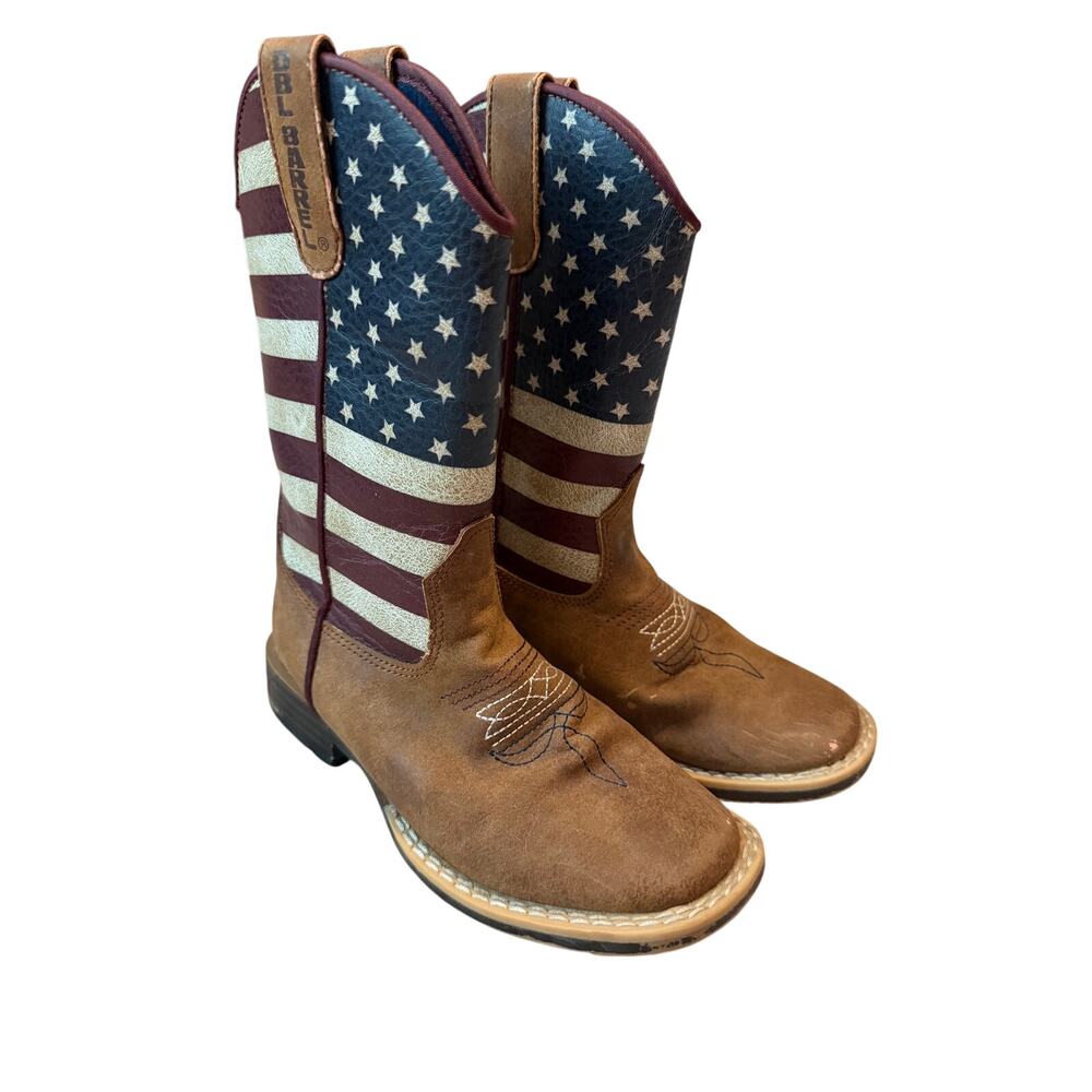 Double Barrel Boys Jacob Patriotic American Flag Cowboy Boots - Size 11